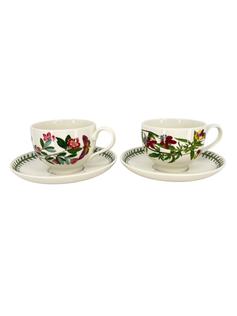 Portmeirion Botanic Garden Teacup Saucer Set of 2 Viola Rhododendron Floral
